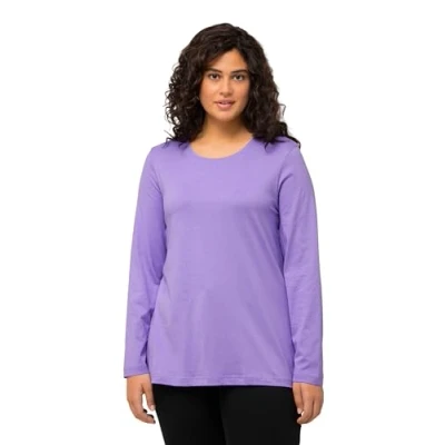 Abbildung von Ulla Popken Langarmshirt, Damen, Größe: 58/60, Blaues flieder