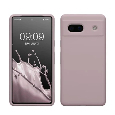 Abbildung von kwmobile Hülle kompatibel mit Google Pixel 7a Silikon Handy Case Handyhülle weiche Oberfläche kabelloses Laden Purple Cloud