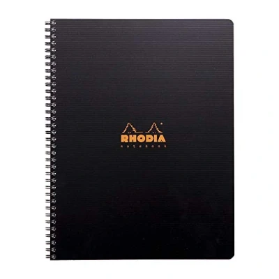 Abbildung von Rhodia 119901C Notizbuch (mit Doppelspiralbindung, DIN A4, 21 x 29,7 cm, liniert mit Rand, 90 g, 80 Blatt) 1 Stück schwarz