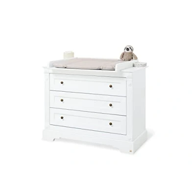 Abbildung von PINOLINO Wickelkommode Emilia breit romantischen Design, Wickelfläche 85 x 75 cm, Wickelhöhe 94 edelmatt: MDF Uni, weiß