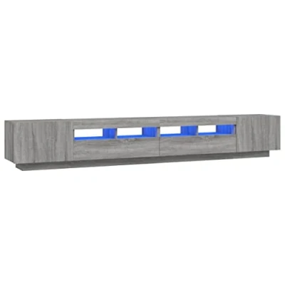Abbildung von vidaXL TV Schrank Set 3 TLG. LED Leuchten Lowboard Möbel Sideboard Fernsehschrank Fernsehtisch HiFi Grau Sonoma Holzwerkstoff