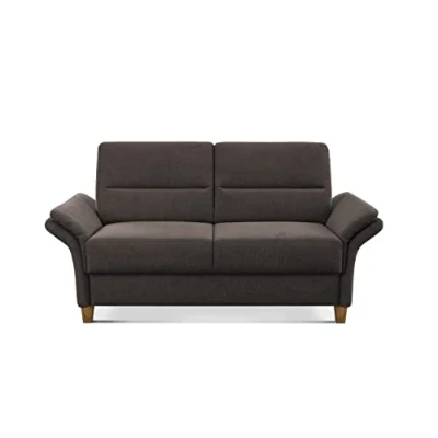 Abbildung von CAVADORE 2er Sofa Wyk / 2 Sitzer Couch im Landhausstil mit Federkern + Holzfüßen 166 x 90 89 Chenille, Braun