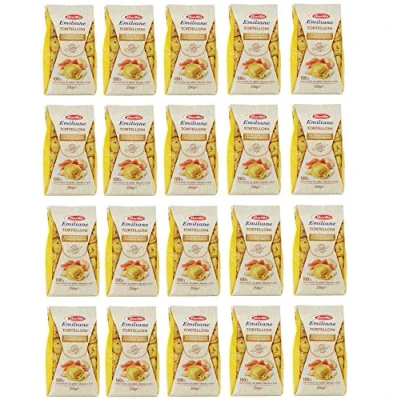 Abbildung von 12x Barilla Pasta all&#039; Uovo Le Emiliane Tortelloni con Prosciutto Crudo , Eiernudeln, mit Ei 250g + Italian Gourmet polpa 400g