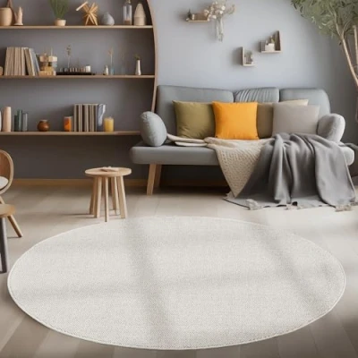Abbildung von Carpettex Schlingenteppich Unicolor, Rund, Höhe: 7 mm, Schlafzimmer Einfarbig Meliert Design