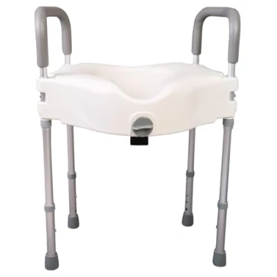 Abbildung von OrtoPrime WC Heber für Erwachsene, mit gepolsterten Armlehnen, höhenverstellbar, Stuhl, Universalgröße, geeignet Badezimmer, bequem und sicher, Adapter Füßen