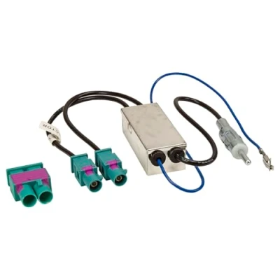 Abbildung von tomzz Audio 1503 006 Doppel Fakra Diversity Antennenadapter mit Phantomeinspeisung kompatibel Audi Seat Skoda VW Citroen Peugeot Opel auf DIN
