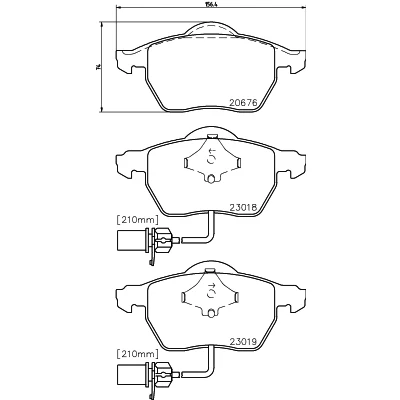 Abbildung von HELLA 8DB 355 010 731 Bremsbelagsatz mit integriertem Verschleißwarnkontakt AUDI: A4 B7 Avant, B6 A6 C6 Avant