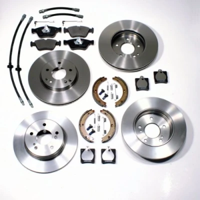 Abbildung von passend für: SLK R170 + R171 Bremsscheiben Set Beläge Sensoren Bremsschläuche Handbremsbacken Zubehör vorne hinten