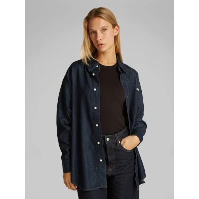 Abbildung von Calvin Klein Jeans Oversized Hemdbluse, Damen, Größe: Large, Denim rinse