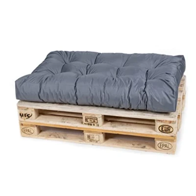 Abbildung von TexDeko® Garden Palettenkissen 120x80x18cm wasserabweisend UV beständig In &amp; Outdoor Premium Sitzkissen gesteppt Palettenauflage für Europaletten Palettenpolster (Grau)