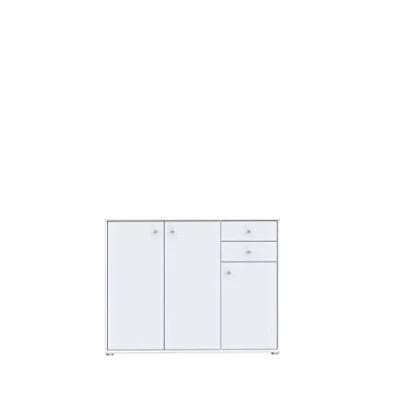 Abbildung von Forte Tempra 2 Kommode mit 3 Türen und Schubladen, Holzwerkstoff, weiß, Bx H xT: 108,8 x 85,5 34,8 cm
