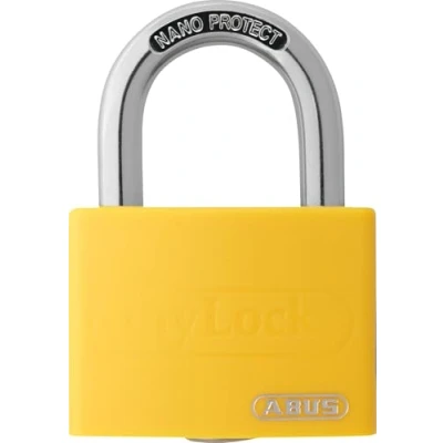 Abbildung von ABUS T65AL/40, Herkömmliches Vorhängeschloss, Tastensperre, Unterschiedliche Schließung, Gelb, Aluminium, Gehärteter Stahl