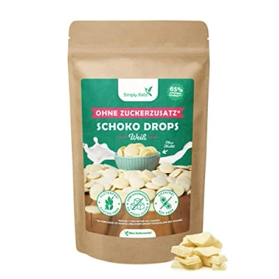 Abbildung von Simply Keto Lower Carb* Schokodrops ohne Zuckerzusatz (750g) Weiße Schoko Drops zum Naschen oder Backen Gesüßt mit Erythrit statt Zucker Ideal für Low Carb &amp; Ketogene Ernährung