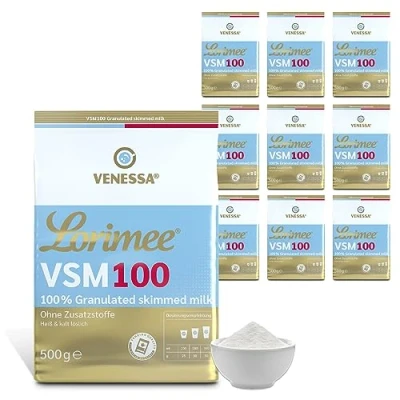 Abbildung von Venessa VSM 100 Lorimee 10 x 500g Magermilchpulver Granulat Hochwertiges Skimmed Milk Pulver zur Verfeinerung von Milchkaffee, alle Vending geeignet