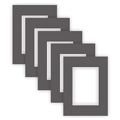 Abbildung von nielsen Conservation Passepartout Karton 1,5 mm 5er Set Außenformat 18x24 cm für Bildformat 10x15 Graphitgrau (dunkelgrau) strukturierte Oberfläche