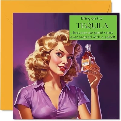 Abbildung von Lustige Geburtstagskarten für Frauen Bring On The Tequila Geburtstagskarte Schwester, Tochter, Bestie, Arbeitskollegin, 145 mm x mm, Witz, Humor, Scherz, Geburtstag, Grußkarten