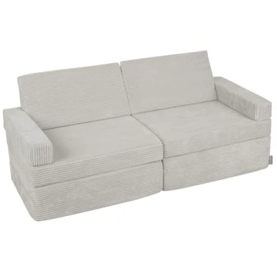 Abbildung von KiddyMoon Kindersofa Aufklappen Aus Schaumstoff Spielsofa Für Kinder Schlafsofa Kindersessel Couch Sofa Kinderzimmer Kindercouch Faltmatratze Matratzen, Hellgrau