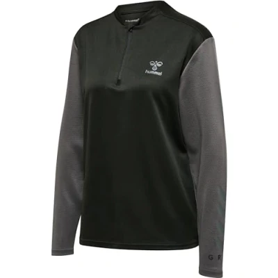 Abbildung von hummel Damen Hmlongrid 1/2 Zip Poly Wo Sweatshirt, Jet Black/Forged Iron, XXL EU