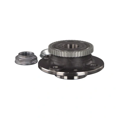 Abbildung von FEBI BILSTEIN 102782 Radlagersatz Hinterachse mit Anbaumaterial Radlager in Radnabe integriert, Radnabe, ABS Sensorring 72 Schrägkugellager