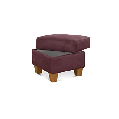 Abbildung von Cavadore Hocker Ammerland / Stauraumhocker mit Holzfüßen, als Fußhocker oder Beistellhocker 58 x 48 Wildlederoptik, Rot