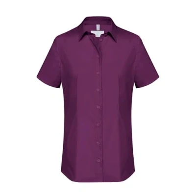 Abbildung von Greiff Größe 48 Corporate Wear Basic Damen Bluse Halbarm Regular Fit Brombeere Modell 6516