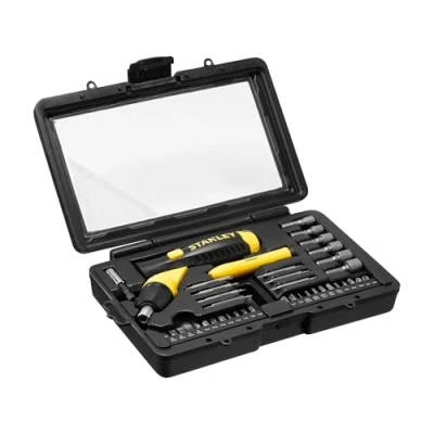 Abbildung von Stanley Pistolen Ratschen Set mit schwenkbarem Gelenkgriff 40 teilig, 279,4 mm, 180,3 762 g, 38 Stück(e)