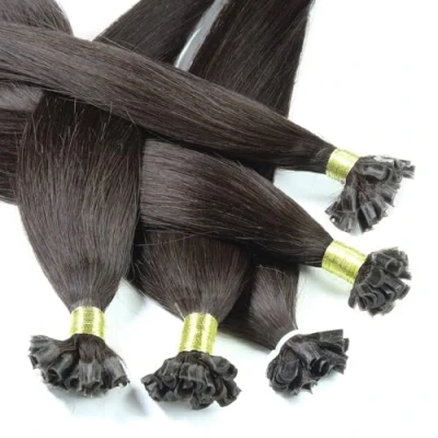 Abbildung von hair2heart Extensions Echthaar Bondings glatt 25 Strähnen 1g 40cm 4/0 mittelbraun