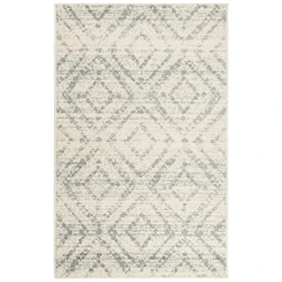 Abbildung von SAFAVIEH Modern Teppich für Wohnzimmer, Esszimmer, Schlafzimmer Adirondack Collection, Kurzer Flor, Elfenbein und Hellblau, 91 X 152 cm