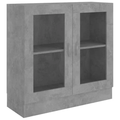 Abbildung von vidaXL Vitrinenschrank Bücherschrank Aktenschrank Büroschrank Vitrine Schrank Bücherregal Sideboard Betongrau 82,5x30,5x80cm Holzwerkstoff
