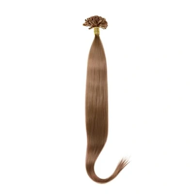 Abbildung von Beauty7 DIY Haarverlängerung 50 STK Echthaarstraehnen Remy Echthaar Haarverlaengerung von U tips 45cm 0,5g Bonding Extensions Straehnen 18 Zoll Hellbraun #8