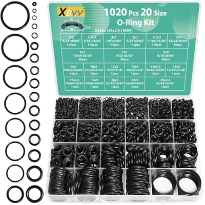 Abbildung von XBVV 1020 Stück O Ring Kit 20 Größe Nitrilkautschuk Sortiment Set für Auto Fahrzeug Reparatur Wasserhahn Sanitär Luft oder Gas Dichtungsanschlüsse widerstehen Öl und Hitze