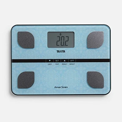Abbildung von TANITA BC 732 Family Körperanalysewaage Kompaktes Glasdesign Hellblau Paisley