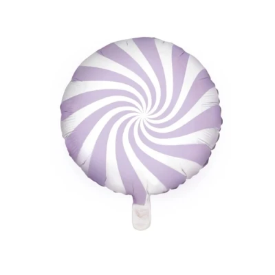 Abbildung von PartyDeco Folie Candy Bonbon Lolly Ballon in Lila Weiß Hel Luftballon Rund Größe ca 35 cm Girlande Kulisse Hochzeit Dekoration Geburtstag Weihnachten Halloween