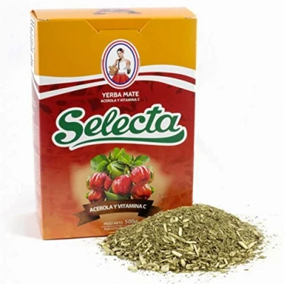 Abbildung von Selecta Yerba Mate Tee Acerola Vitamin C 0.5 kg + Geschenk Probe (40g): Reich an Antioxidantien und Vitaminen, beschleunigt den Stoffwechsel, zuckerfrei Paraguay