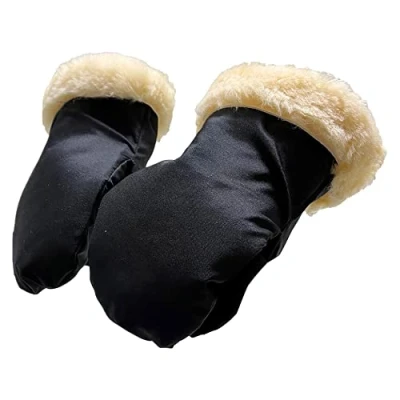 Abbildung von STROLLER MITT 6575825, Lammfell Kinderwagen Handschuhe, schwarz