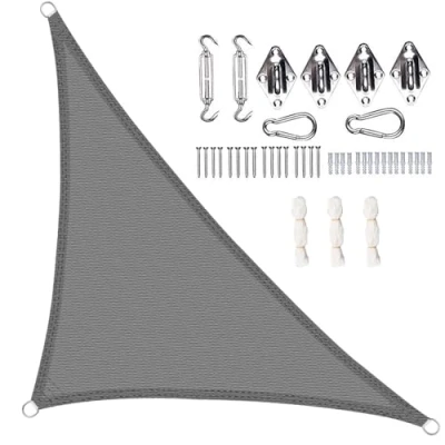 Abbildung von WOLTU Sonnensegel dreieckig 2,5x2,5x3,5m Sonnenschutz HDPE Durchlässig Atmungsaktiv Sonnendach UV Schutz mit Befestigung Set