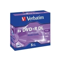 Abbildung von Verbatim DVD+R Double Layer Matt Silver 8.5GB, 5er Pack Jewel Case, DVD Rohlinge beschreibbar, 8 fache Brenngeschwindigkeit &amp; Hardcoat Scratch Guard, R, leer
