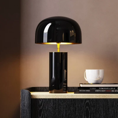 Abbildung von Kare Design Tischlampe Loungy Schwarz, Pilzform, Desk Lamp, Pilzlampen, Tischleuchte, Stahlgestell, Dekoleuchte, Office Lampe, Nachttischlampe, Schreibtischlampe, kein Leuchtmittel inkl., 38x25x25cm