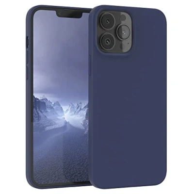 Abbildung von EAZY CASE Premium Silikon Handyhülle kompatibel mit iPhone 13 Pro Max, Slimcover Kameraschutz und Innenfutter, Silikonhülle, Schutzhülle, Bumper, Handy Case, Hülle, Softcase, Nacht Blau