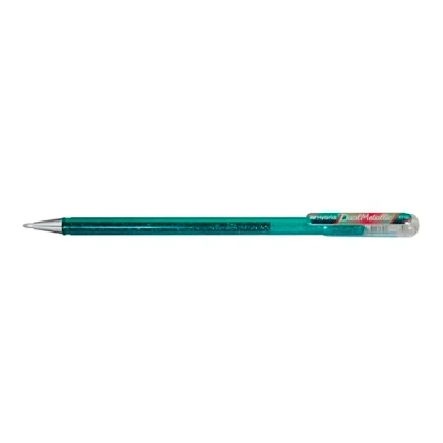 Abbildung von Pentel Hybrid Dual Metallic Gel Tintenroller, Pastellfarben, K110, Türkisgrün + Rot &amp; Grün, 12 Stück