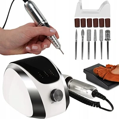 Abbildung von Maltec Profi Nagelfräser 68W Elektrische Nagelfeile Set 35000 U/Min Mit Fußpedal Und Bits für Manicure Pedicire