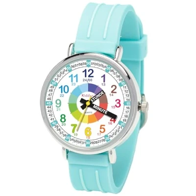 Abbildung von Kiddus Lernuhr für Kinder, Jungen und Mädchen, Analog Kinderuhr, erste Kinderarmbanduhr ab 5 Jahre, Stunde Minute beschriftet