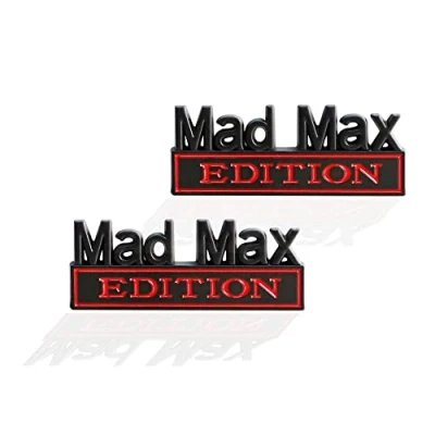 Abbildung von MAD MAX Edition Emblem für Auto, LKW, Ersatz Universal Fahrzeug, SUV, Schwarz, Rot, 2 Stück