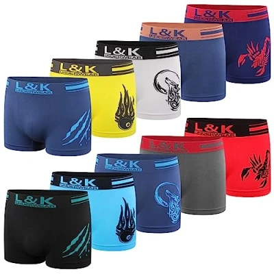 Abbildung von L&amp;K 10er Pack Herren Boxershorts Unterwäsche Microfaser Gemischt Farben/Muster 1213 UN XL/2XL