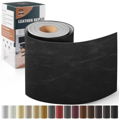 Abbildung von Leder Reparatur Set Neu Schwarz, OAZ Kunstleder Selbstklebend 10 x 160 cm, Reparaturset Patch Selbstklebende Lederflicken für Autositze Möbel Sofa Taschen