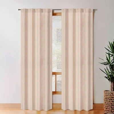 Abbildung von Bedding Craft Fenstervorhang, Leinen, lichtfilternd, für Schlafzimmer, Vorhang Wohnzimmer, Fenster (2 Bahnen, 127 cm breit x 243,8 lang, Naturbraun)