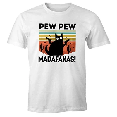 Abbildung von MoonWorks Print Shirt Herren T Pew Madafakas! schwarze Katze Fun Spruch Meme lustig Moonworks® mit