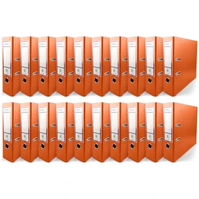 Abbildung von Netuno 20x Akten Ordner Orange DIN a4 Ekobox 2 Ring Mechanik Ringorder 8cm Kunststoff breit Büroordner Plastikordner Briefordner Ringmappe breiter Aktenordner PP farbig