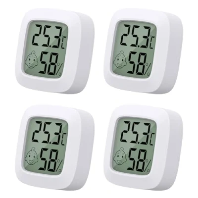 Abbildung von 4 Stück Mini LCD Thermometer, Yomisee Thermometer Innen, Hygrometer Luftfeuchtigkeitsmesser Digital für Babyzimmer Wohnzimmer Büro