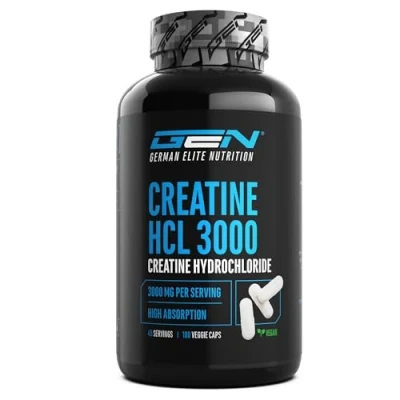 Abbildung von Creatine HCL 180 Kapseln Hochdosiert mit 3000 mg Reines Kreatin Hydrochlorid High Absorption Hohe Bioverfügbarkeit Vegan